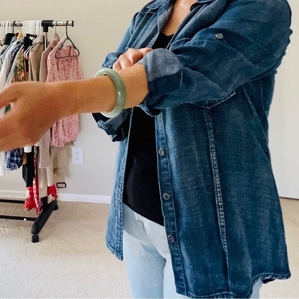 🌼 FREE w/any order❗️ANTHROPOLOGIE CLOTH & STONE 100% lyocell/tencel denim top - Picture 8 of 12